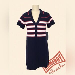Tuckernuck Navy and White Polo Striped Mini Dress XL NWT